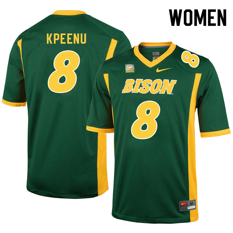 Women #8 Barika Kpeenu North Dakota State Bison College Football Jerseys Sale-Green